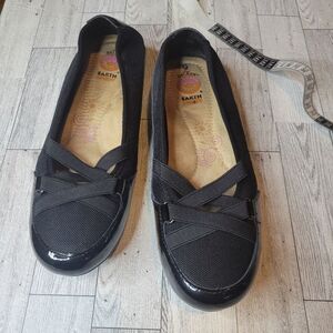 Earth Spirit Gelron Patent Leather Flat Confy Shoes  Black Size 9